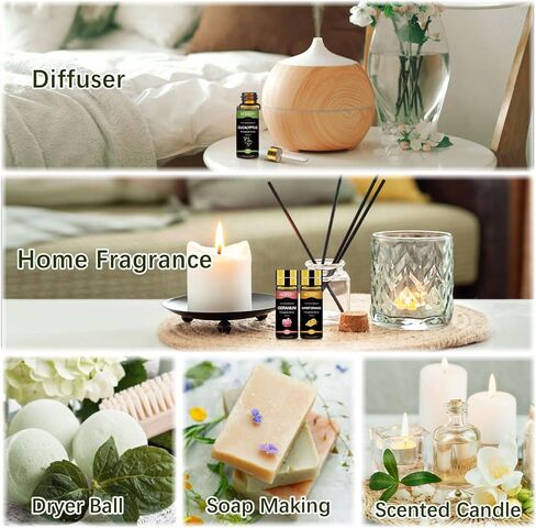 Essential Oils Set - 20x5mL Essential Oil Kit for Diffuser, Aromatherapy, Humidifier, Massage, Skin & Hair Care, Candle Making - Lavender, Peppermint, Rosemary Aromatherapy Oils in Saudi Arabia