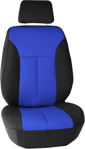 FH Group Front Set غطاء مقعد السيارة من النيوبرين للمقاعد المنخفضة الظهر مع مسند رأس قابل للإزالة، ملاءمة عالمية، متوافق مع الوسادة الهوائية، غطاء مقعد لسيارات الدفع الرباعي والشاحنة، أسود in Kuwait