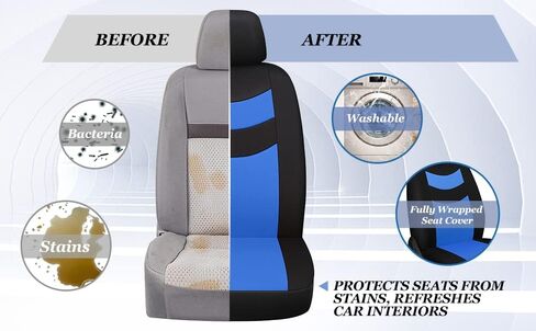 Universal Car Seat Covers for Front Seats, Cloth Front Car Seat Cover, Easy to Install, Breathable and Washable Universal Interior Covers for Auto, SUV, Sedan, Van, Airbag Compatible, Black & Grey in Saudi Arabia