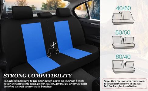 Universal Car Seat Covers for Front Seats, Cloth Front Car Seat Cover, Easy to Install, Breathable and Washable Universal Interior Covers for Auto, SUV, Sedan, Van, Airbag Compatible, Black & Grey in Saudi Arabia