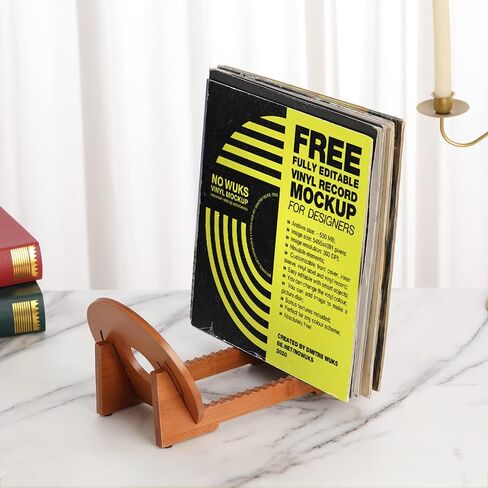 حامل تخزين تسجيلات الفينيل - رف عرض ألبوم الموسيقى العتيق على سطح الطاولة - رف منظم تخزين سجلات الفينيل - حامل LP قائم حديث - يحمل ما يصل إلى 50 ألبومًا أو قرصًا مضغوطًا - الخيزران - بني فاتح in Kuwait