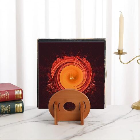 حامل تخزين تسجيلات الفينيل - رف عرض ألبوم الموسيقى العتيق على سطح الطاولة - رف منظم تخزين سجلات الفينيل - حامل LP قائم حديث - يحمل ما يصل إلى 50 ألبومًا أو قرصًا مضغوطًا - الخيزران - بني فاتح in Kuwait