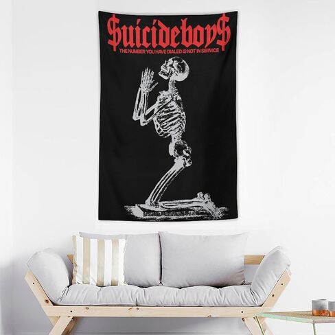 BeeestTapestry الانتحار الهيب هوب الأولاد نسيج الرعب الجمجمة نسيج لغرفة النوم الجمالية المفروشات جدار ديكور شنقا لغرفة المعيشة 40 ""x60"" in Saudi Arabia