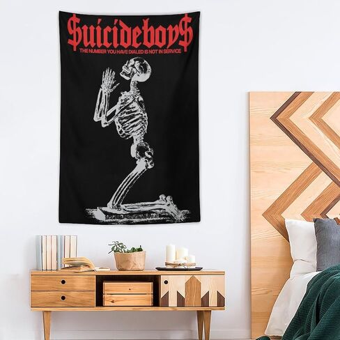 BeeestTapestry الانتحار الهيب هوب الأولاد نسيج الرعب الجمجمة نسيج لغرفة النوم الجمالية المفروشات جدار ديكور شنقا لغرفة المعيشة 40 ""x60"" in Saudi Arabia