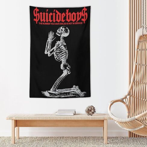 BeeestTapestry الانتحار الهيب هوب الأولاد نسيج الرعب الجمجمة نسيج لغرفة النوم الجمالية المفروشات جدار ديكور شنقا لغرفة المعيشة 40 ""x60"" in Saudi Arabia