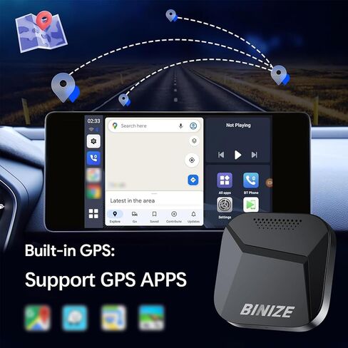 Binize Box Carplay AI Box نظام Android Ai Carplay Box متوافق مع Carplay اللاسلكي Android Auto، Magic AI Box Carplay جهاز بث الفيديو للسيارة مرآة الهاتف إلى شاشة السيارة ﻿ in Kuwait