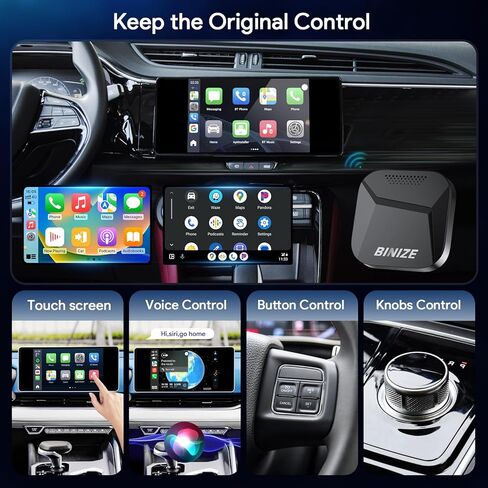 Binize Box Carplay AI Box نظام Android Ai Carplay Box متوافق مع Carplay اللاسلكي Android Auto، Magic AI Box Carplay جهاز بث الفيديو للسيارة مرآة الهاتف إلى شاشة السيارة ﻿ in Kuwait