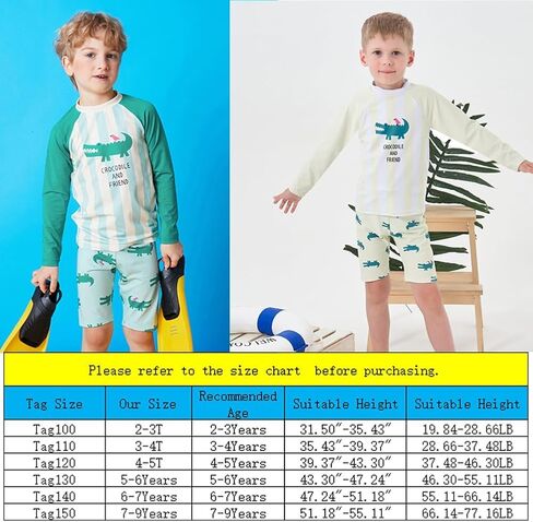 EVGVAT Kids Boys Swimsuit Long Sleeve Two Piece Swimwear Set with Cap Bathing Suit Rash Guard in Kuwait
