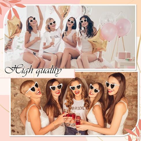 Funnysoft 3 Pcs Bridal Rhinestone Shirt Bridal Wedding Veil Heart Sunglasses Set White Heart Glasses in Saudi Arabia
