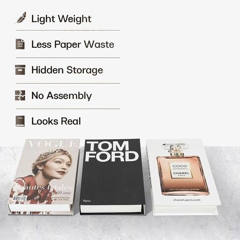 Decorative Books for Home Decor -3 Faux Books Set for Stylish Decoration Rustic Farmhouse Stacked Display Book Shelf Decor for Living Room, Entryway, Bookshelf Decor Accents in Saudi Arabia