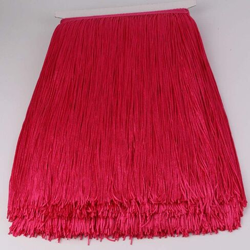 Heartwish268 Fringe Trim Lace Polyerter Fibre Tassel 12inch（″） Wide 10 Yards Long for Clothes Accessories and Latin Wedding Dress and DIY Lamp Shade Decoration Black Rose Pink in Saudi Arabia