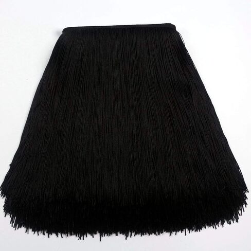 Heartwish268 شرابة من ألياف البوليستر من الدانتيل مقاس 12 بوصة (″) واسعة بطول 10 ياردات لإكسسوارات الملابس وفستان الزفاف اللاتيني وديكور غطاء المصباح DIY باللون الأسود والوردي الوردي in Kuwait