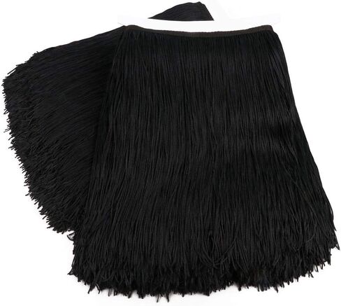 Heartwish268 شرابة من ألياف البوليستر من الدانتيل مقاس 12 بوصة (″) واسعة بطول 10 ياردات لإكسسوارات الملابس وفستان الزفاف اللاتيني وديكور غطاء المصباح DIY باللون الأسود والوردي الوردي in Kuwait