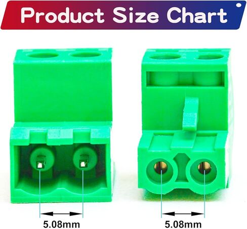 Tcenofoxy 15 Set 5.08mm 2 Pin Male & Female Phoenix Type Connector No Soldering Green PCB Screw Terminal Block 2 Pole in Saudi Arabia