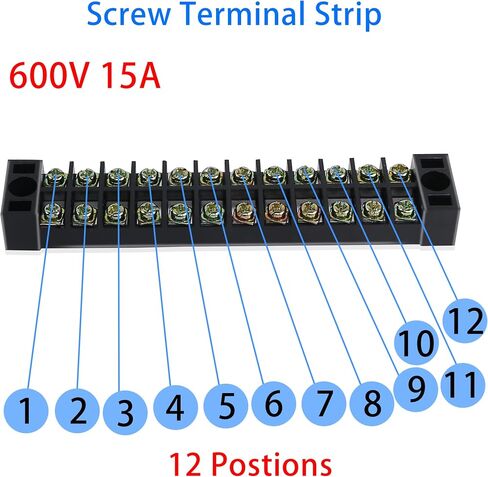PNGKNYOCN 12 Positions Dual Rows 600V 15A Barrier Screw Terminal Strip Block with Cover TB-1512（4-Pack ） in Saudi Arabia