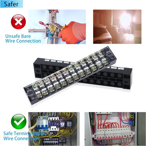PNGKNYOCN 12 Positions Dual Rows 600V 15A Barrier Screw Terminal Strip Block with Cover TB-1512（4-Pack ） in Saudi Arabia