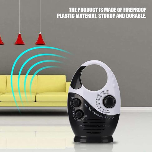 Waterproof Shower Radio, AM/FM Radio with Adjustable Volume Speakers, Battery Powered Portable Speakers with Hook Handle for Shower Rooms Bedside Tables Garages in Saudi Arabia