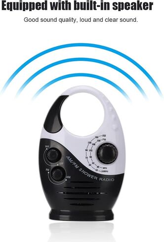 Waterproof Shower Radio, AM/FM Radio with Adjustable Volume Speakers, Battery Powered Portable Speakers with Hook Handle for Shower Rooms Bedside Tables Garages in Saudi Arabia