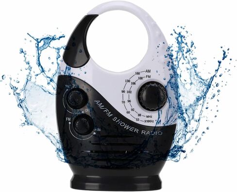 Waterproof Shower Radio, AM/FM Radio with Adjustable Volume Speakers, Battery Powered Portable Speakers with Hook Handle for Shower Rooms Bedside Tables Garages in Saudi Arabia