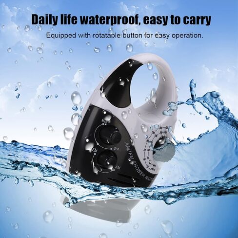 Waterproof Shower Radio, AM/FM Radio with Adjustable Volume Speakers, Battery Powered Portable Speakers with Hook Handle for Shower Rooms Bedside Tables Garages in Saudi Arabia
