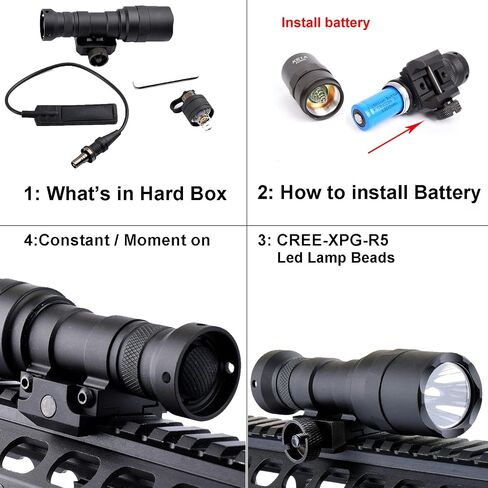 KECPVLI Tactical LED Mini Scout Weaponlights Single Mode Hunting Light with Pressure Switch and Rifle Mount Black in Saudi Arabia