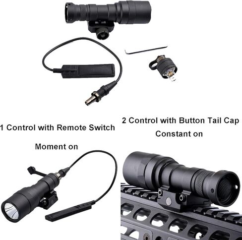 KECPVLI Tactical LED Mini Scout Weaponlights Single Mode Hunting Light with Pressure Switch and Rifle Mount Black in Saudi Arabia