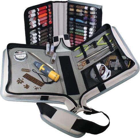 حقيبة لوحة العمل Beadsmith Voyager، تخزين ومنظم لصنع المجوهرات، حقيبة سفر مع حزام كتف. (الخرز والأنابيب والكماشة وما إلى ذلك غير متضمنة) in Saudi Arabia