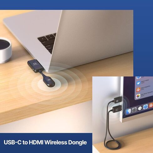 موسع لاسلكي MINIX C1 USB-C HDMI، 1080P 60 هرتز، خفيف الوزن، محمول، التوصيل والتشغيل لأجهزة الكمبيوتر المحمولة، الكمبيوتر الشخصي، الهواتف الذكية، وحدات التحكم بالألعاب، البث، انعكاس الشاشة، IP15، Android، 164 قدمًا، بدون سائق in Kuwait