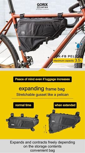 GORIX Bike Triangle Bag Frame Bag Top Tube Bag Expandable 3.5L Waterproof Cycling Road Mountain Bicycle (GX-FB PELICAN) in Kuwait