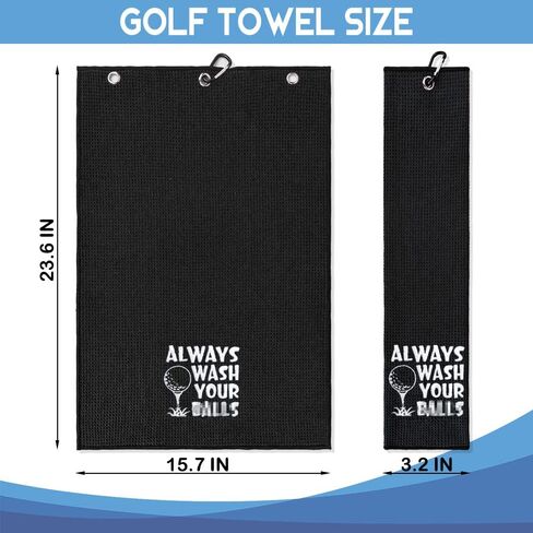 GEYGIE Always Wash Your Embroidered Golf Towels with Clip and Golf Brush with Retractable Extension Cord, Funny Golf Towel Gifts and Golf Accessories Set for Men Women Golfers Golf Lovers Golf Fan in Saudi Arabia