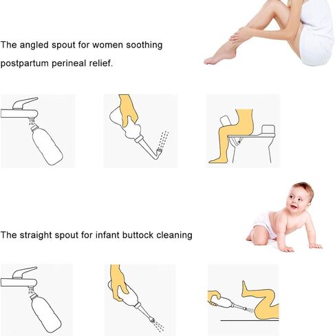 زجاجة بيري للعناية بعد الولادة، بيديت سفر محمولة بسعة 500 مل للأطفال أو النساء أو المرضى طريح الفراش مع فوهتين لتلبية الاحتياجات المختلفة (أزرق) in Kuwait