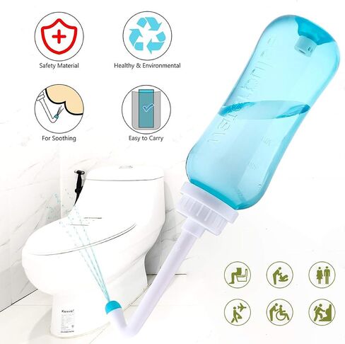 Peri Bottle for Postpartum Care, Tinabless 500ml Portable Travel Bidet for Baby, Women or Bedridden Patient with 2 Nozzles for Different Needs(Blue) in Saudi Arabia