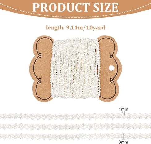FINGERINSPIRE 10 ياردات بيضاء من جديلة الأعرج مقاس 1/8 بوصة واسعة من الدانتيل من The Yard Keel على شكل جديلة منسوجة للمفروشات المزخرفة من البوليستر لتزيين مستلزمات الخياطة اليدوية in Kuwait