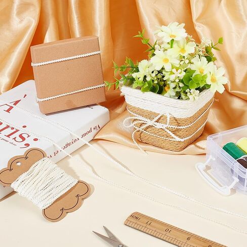 FINGERINSPIRE 10 ياردات بيضاء من جديلة الأعرج مقاس 1/8 بوصة واسعة من الدانتيل من The Yard Keel على شكل جديلة منسوجة للمفروشات المزخرفة من البوليستر لتزيين مستلزمات الخياطة اليدوية in Kuwait