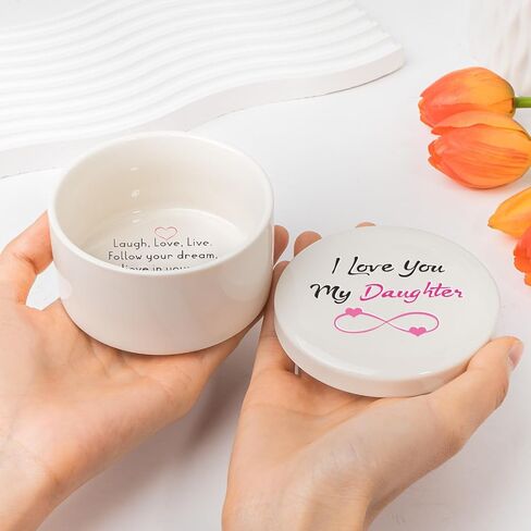 kullder Personalized Trinket Dish Mother's Day Gift, Decorative Ring Dish, Best Mom Ever Gift, I Love You Mom Gift from Daughter, Keepsake Box Gifts for Mom Birthday in Saudi Arabia