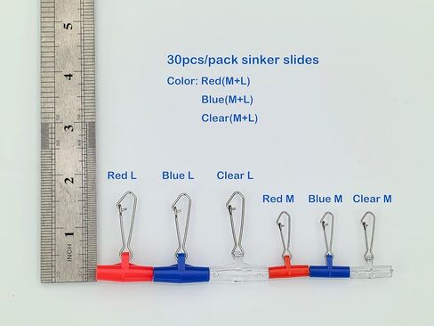 Laxygo 30pcs Fishing Sinker Slides with Hooked Snap Fishing Line Connectors with Duo-Lock Snaps in Saudi Arabia