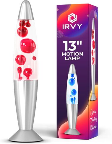 Irvy Motion Lamp 13.5'', Beautiful Liquid Entertaining Tabletop Lamp for Adults and Kids, White Clear Liquid with Silver Base Decorative Lights, Gift for Christmas and Birthday (Red) in Saudi Arabia