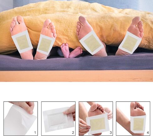100PCS Foot Pads Professional Anti-Stress Relief Foot Pads Natural Deep Cleanse Ginger Feet Pads for Relieve Stress Improve Sleep (Golden) in Saudi Arabia