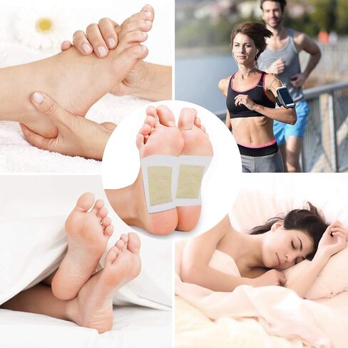 100PCS Foot Pads Professional Anti-Stress Relief Foot Pads Natural Deep Cleanse Ginger Feet Pads for Relieve Stress Improve Sleep (Golden) in Saudi Arabia