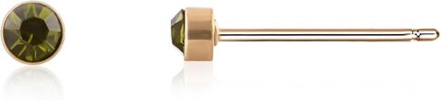 Tiny Green Stud Earrings 14K Gold Plated 3mm Peridot Stud Earrings for Women Hypoallergenic Round Birthstone Post Earrings for Gift in Saudi Arabia
