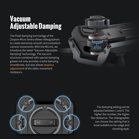 Zeapon Micro 3 E1000 Extend Distance Motorized Camera Slider,42'' Travel Distance,DSLR Slider, Motor Quick Switch, 10-26Lbs Payload and Sliding Speed Adjustable in Manual, Carrying Case Included in Kuwait