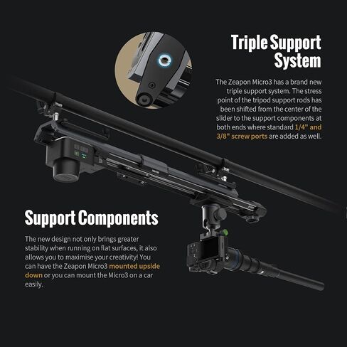 Zeapon Micro 3 E1000 Extend Distance Motorized Camera Slider,42'' Travel Distance,DSLR Slider, Motor Quick Switch, 10-26Lbs Payload and Sliding Speed Adjustable in Manual, Carrying Case Included in Kuwait