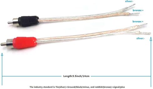 GaoZhuo 2-Pack RCA Male to Speaker Wire Adapter Cable, 5.5-inch/14cm - Black/Red, Audio Video Conversion for Amplifiers and Audio Receivers in Saudi Arabia
