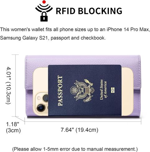 Repterbo Womens Wallets RFID Blocking Genuine Leather Trifold Wallet for Women Long Clutch Card Large Cute Ladies Wallet Black in Saudi Arabia