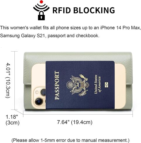 Repterbo Womens Wallets RFID Blocking Genuine Leather Trifold Wallet for Women Long Clutch Card Large Cute Ladies Wallet Black in Saudi Arabia