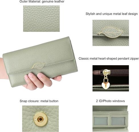 Repterbo Womens Wallets RFID Blocking Genuine Leather Trifold Wallet for Women Long Clutch Card Large Cute Ladies Wallet Black in Saudi Arabia