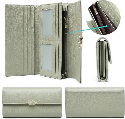 Repterbo Womens Wallets RFID Blocking Genuine Leather Trifold Wallet for Women Long Clutch Card Large Cute Ladies Wallet Black in Saudi Arabia