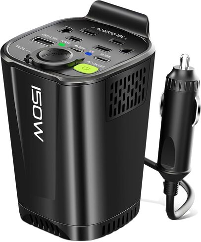 Holulo 150W Car Power Inverter, 12V DC to 110V AC Car Plug in Adapter Outlet, with 2 AC Outlets, 18W USB-A and Dual 30W PD Car Charger, for Laptop Computer in Saudi Arabia