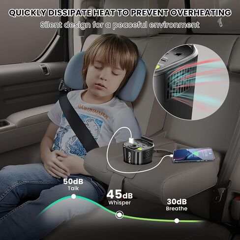 Holulo 150W Car Power Inverter, 12V DC to 110V AC Car Plug in Adapter Outlet, with 2 AC Outlets, 18W USB-A and Dual 30W PD Car Charger, for Laptop Computer in Saudi Arabia