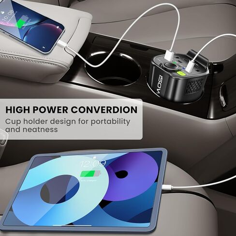 Holulo 150W Car Power Inverter, 12V DC to 110V AC Car Plug in Adapter Outlet, with 2 AC Outlets, 18W USB-A and Dual 30W PD Car Charger, for Laptop Computer in Saudi Arabia